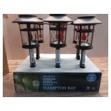 Pack of 2 ,Duncan 10 Lumen Bronze LED Weather Resistant Outdoor Solar Path Light with Plastic Lens - Retail: $60