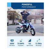 Hiboy DK1 36V Electric Dirt Bike,300W Electric Motorcycle - Up to 15.5MPH & 13.7 Miles Long-Range,3-Speed Modes Motorcycle for Kids Ages 3-10 - Retail: $360