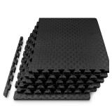ProsourceFit Exercise Puzzle Mat 1-in, Checkered EVA Foam Floor Tiles w/Non-Slip Texture, Gym Mat w/Interlocking Foam Tiles for Adjustable Surface, Shock Absorbing, Waterproof Gym Flooring, Black 2 Pa