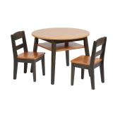 ECR4Kids Hideaway Table and Chair Set, Kids Furniture, Honey/Grey Wash, 3-Piece - Retail: $185