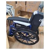 Drive Medical Blue Streak Lightweight Wheelchair - Portable Folding Mobility Aid - Swing-Away Footrests - Desk Arms - Durable Steel Frame - Easy Transport & Storage - 18-Inch Seat