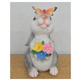White Bunny Garden Figurine with Butterfly UNTESTED