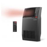 1500-Watt 20 in. Black Electric Console Ceramic Space Heater with Tip-Over Switch, Adjustable Louvers, Timer, Remote - Retail: $90