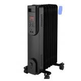 1500-Watt Black Indoor Electric Oil-Filled Radiator Convection Radiant Space Heater with Remote Control for Living Space - Retail: $100
