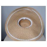 Floppy Wide Brim Straw Sun Hat with White Trim