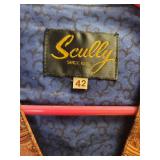 Scully Western Denim Vest with Copper Tooled Leather