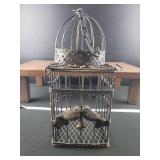 Metal Bird Cage with Decorative Birds