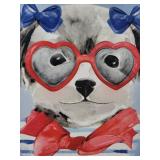 Puppy with Heart Glasses Canvas Art