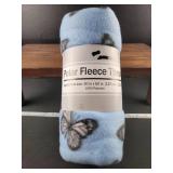 Blue Butterfly Polar Fleece Throw Blanket