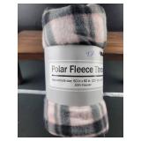 Pink and Gray Polar Fleece Throw Blanket
