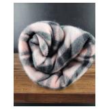 Pink and Gray Polar Fleece Throw Blanket