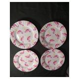 Pink Flamingo Pattern Dinner Plates Set