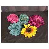 Handcrafted Silk Flower Hair Clips Set