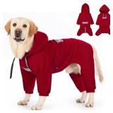 Dog Hoodies Winter Coat for Large Medium Dogs, Pullover 10 Legs Warm Coat Hooded Sweatshirt, Fleece Hoodie for Cold Weather (Red) - Retail: $33