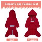 Dog Hoodies Winter Coat for Large Medium Dogs, Pullover 10 Legs Warm Coat Hooded Sweatshirt, Fleece Hoodie for Cold Weather (Red) - Retail: $33