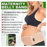 Maternity Belly Band for Pregnant Women | Pregnancy Belly Support Band for Abdomen, Pelvic, Waist, & Back Pain | Adjustable Maternity Belt | For All Stages of Pregnancy & Postpartum (Beige) - Retail: 
