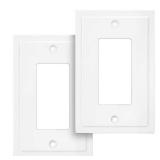 Henne Bery Modern Edge Decorative Wall Plate Switch Plate Outlet Cover, Durable Solid Zinc Alloy (Single Decorator 2PK, White) - Retail: $10