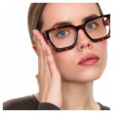 Oversized Blue Light Blocking Glasses for Woman - Rectangle Fashion Glasses for Computer, Chic Preppy Frame - Retail: $20