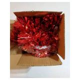 32.8Ft Christmas Tinsel Garland, Red Tinsel Garland for Xmas Tree Decorations Holiday Birthday Wedding Party Supplies