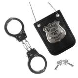 Police Badge and Handcuffs Toys Cop Pretend Role Play Set for Boys Girls Kids Halloween Costumes Accessories Gifts Treats Party Favors Supplies