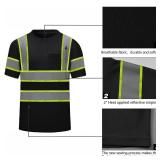 High Visibility Shirts Quick Dry Safety T Shirts with Reflective Strips and Pocket Short Sleeve Mesh Hi Vis Construction Work Class Shirt for Men/Women Black, Large - Retail: $15