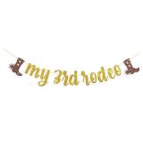 My 3rd Rodeo Banner/Children 3rd Birthday Party/Western Cowboy Cowgirl 3rd Birthday Party Decorations - Gold Glitter - Retail: $9