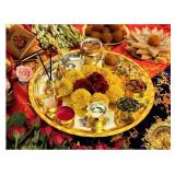 Pooja Thali Set Gold and Silver Plated Puja Thali for Diwali Decoration Gift Items Festival Ethnic Puja Thali for Temple Office Home Wedding Return Gifts (12 Inch | NOBG684, Gold and Silver) - Retail: