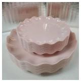 24 Pcs Pink Plates Reusable, Pink Plastic Scalloped Plate Durable and Dishwasher Safe, Baby Shower Plate, Light Weight Daisy Plastic Wavy Plates for Wedding Party Birthday - Retail: $32