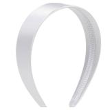 1.6 Inch Wide Headbands Silk Satin Plain Headband for Women, Non Slip Solid Hair Bands Hair Accessories Cosplay DIY Holiday Head Band (White, Large) - Retail: $6