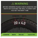 20 x 4.0 Fat Tire Tube for 20x3.5/4.0 E-Bike Bicycle Fat Tire Tubes Schrader Valve - 20 Inch Butyl Rubber Bike Inner Tube(1 Pack) - Retail: $12
