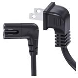 TV Power Cord Compatible with Samsung TV, 6-Feet 90 Degree Angled 2-Prong C7 Tv Cable Compatible with Samsung LG TCL Sony AppleTV Insignia Sharp Toshiba Vizio (UL Listed 18 AWG-Non Polarized) - Retail