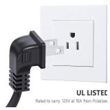 TV Power Cord Compatible with Samsung TV, 6-Feet 90 Degree Angled 2-Prong C7 Tv Cable Compatible with Samsung LG TCL Sony AppleTV Insignia Sharp Toshiba Vizio (UL Listed 18 AWG-Non Polarized) - Retail