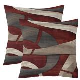 Abstract Spiral Throw Pillow Covers 16x16 Inch Set of 2 Retro Burgundy Red Gray Geometric Stripes Lines Cushion Covers for Teens Men Women Modern Simple Style Cushion Cases for Living Room Couch - Ret