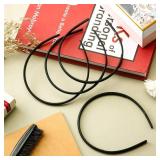 6 Pieces Plastic Plain Headbands Teeth Comb Headbands Skinny DIY Hair Bands for Women Girls (Rubber Black, 8 mm) - Retail: $6