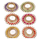 Handicrafts Handmade Tealight Candle Holders for Diwali Decoration, Home Decor Gifts Items/Diya for Home Office Pooja, Durga Puja Gift Sets (Multi Ring Big, Pack of 6) - Retail: $20