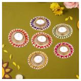 Handicrafts Handmade Tealight Candle Holders for Diwali Decoration, Home Decor Gifts Items/Diya for Home Office Pooja, Durga Puja Gift Sets (Multi Ring Big, Pack of 6) - Retail: $20