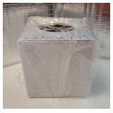 Square Leather Tissue Box Cover - Stylish Cube Tissue Box Holder with Magnetic Bottom, Decorative PU Tissue Box for Vanity Dresser Night Stand Table Countertop Home Office Car, Silver - Retail: $16