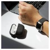 Alcantara Suede Case for AirPods Pro 2, Handmade Full-Wrap Case, Synthetic Suede Cover, Handmade Full Wrap, Full Protection and Shock Resistance (Black) - Retail: $33