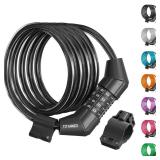 Bike Lock Cable, 4 Feet Bike Cable Lock Basic Self Coiling Kids Bike Lock Combination with Complimentary Mounting Bracket, 5/16 Inch Diameter (4FT, Black-8mm) - Retail: $8