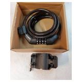 Bike Lock Cable, 4 Feet Bike Cable Lock Basic Self Coiling Kids Bike Lock Combination with Complimentary Mounting Bracket, 5/16 Inch Diameter (4FT, Black-8mm) - Retail: $8