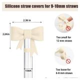 6Pcs Silicone Straw Toppers Covers for Stanley Cups 40/30oz 10mm(0.4in) Dust-Proof Bow Straw Covers Toppers Suitable for Stanley Cup Accessories Reusable Straws Caps (Colorful A) - Retail: $7