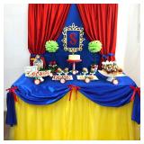 Princess Snow Party Tablecloth Blue and Yellow Tulle Table Skirt 30 x 108 Inch Snow Princess Tables Cover for Birthday Party Decor Supplies - Retail: $31