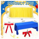 Princess Snow Party Tablecloth Blue and Yellow Tulle Table Skirt 30 x 108 Inch Snow Princess Tables Cover for Birthday Party Decor Supplies - Retail: $31