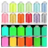 12 Colors Glow in The Dark Embroidery Thread Colorful Luminary Polyester Machine Accessories 550 Yard Sewing Thread for Embroidery Quilting Sewing Decorations - Retail: $21