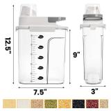 2 Pack Cereal Storage Container, 2.5L Airtight Food Storage Bin, Plastic Kitchen Organizer with Pouring Spout, Measuring Cup Lid, Pantry Dry Food Organization Canisters for Pasta Grain Pet Food