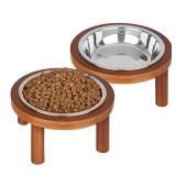 2PCS Elevated Cat Food Bowl, 5.9 Inch 304 Stainless Steel Raised Bowls with Stand, Bowl for Indoor Cats, Cat Food and Water Dishes Set, Anti Vomiting, Whisker Fatigue and Dishwasher Safe (Dark Brown)