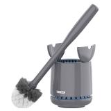 MR.SIGA Toilet Bowl Brush and Holder, Premium Quality, with Solid Handle and Durable Bristles for Bathroom Cleaning, Gray, 1 Pack - Retail: $20