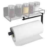 Hanging Paper Towel Holders, Paper Towel Holders for Magnetic Spice Rack Hanging Paper Towel Holder with Hook Space Saver Container for Kitchen Apartment, Drill Free, Black - Retail: $7