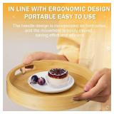 Lazy Susan Organizer Homerays 12 Inch Non-Skid Bamboo Lazy Susan for Kitchen Rotating Spice Rack with Handles, Wood Turntable for Kitchen Cabinet, Countertop (Bamboo, Medium) - Retail: $23