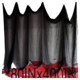 80x400 Inch Super Size Halloween Creepy Spooky Gauze Cloth Black Cheesecloth Scary Halloween Decorations for Haunted House Home Wall Patio Garden - Retail: $10